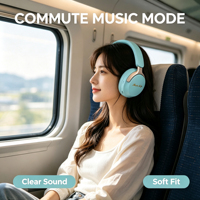 Headphone Bluetooth Ringan Over Ear Desain Macaron Pastel Stereo Nirkabel untuk Perjalanan Olahraga Kelas Online