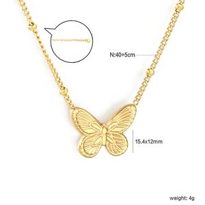 Wholesale Bulk Custom Trendy 18K <b>Gold</b> Plated Round <b>Coin</b> Pendant <b>Necklace</b> for Women Stainless Steel Butterfly Heart <b>Necklace</b> - Product Image 2