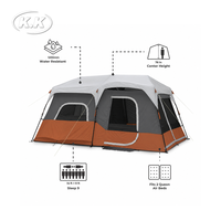 Tente de camping familiale instantanée Kawagebo Kamp (KK) OEM pour 9 personnes, multi-pièces, avec auvent de protection contre la pluie