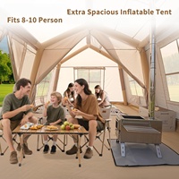 Tente de camping gonflable pour 8 à 10 personnes, installation facile, tente gonflable avec pompe manuelle, imperméable, Oxford 420D, quatre saisons, pour le camping en plein air