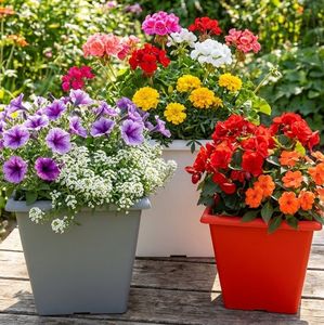 Pot de fleurs carré moderne en plastique PP, grande capacité, bac à plantes pour balcon, patio, aménagement extérieur, grande taille - Product Image 4