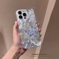 Blaue Hortensien-Telefon hülle für iPhone 16 Pro Max15 14 13 12 11 XR XS Max 78 Y2K Senior Feather Fall-Telefon hülle