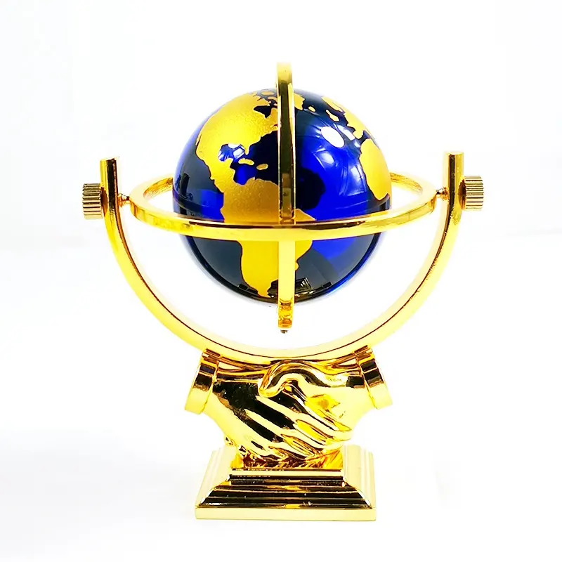 Creative Blue Crystal Ball mappa del mondo Craft Glass Earth Globe Ocean Helm volante Crew Desktop ornamento commemorativo