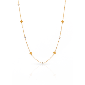 Chris April minimalista 316L Acero inoxidable trébol de cuatro hojas claro circón cuentas satélite cadena collar - Product Image 5