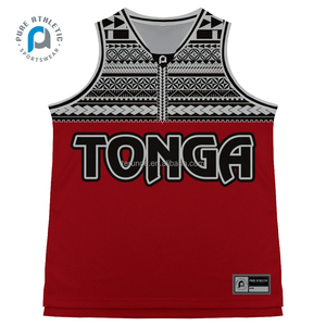 Tinh khiết tonga bộ lạc thiết kế thăng hoa in 100% polyester thoáng khí tùy chỉnh riêng Logo bóng rổ Jersey SINGLET đồng phục - Product Image 4