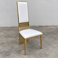 Chaise de banquet de mariage en acier inoxydable doré, entièrement rembourrée, avec dossier grillagé, vente en gros
