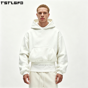 Custom Embossed <b>Hoodie</b> Heavyweight Bone <b>White</b> <b>Oversized</b> Boxy Fit Streetwear Minimalist Pullover Wholesale Bulk - Product Image 3