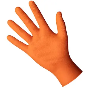 Sarung Tangan Nitril Hd Tahan Minyak Tebal Antiselip Sangat Elastis Kerja Mechan 9mil Sarung Tangan Bengkel Nitril Orange