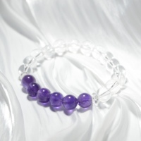 Bracelet en perles de cristal de guérison spirituelle pour femmes, en améthyste naturelle et quartz clair, fait main, vente en gros, bijoux personnalisés en pierres précieuses DIY