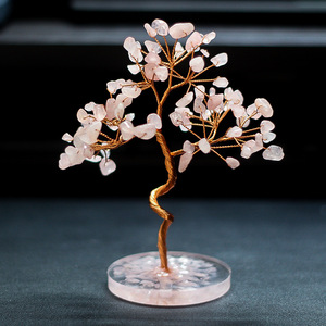 ต้นไม้คริสตัลโรสควอตซ์ทำมือจากลวดทองแดง ต้นไม้แห่งความมั่งคั่ง ของตกแต่งโต๊ะทำงาน ของตกแต่งบ้าน - Product Image 1