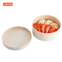 Boîte en bois pour baozi chinois, stand de petit-déjeuner chinois, boîte ronde en bois pour gâteau au fromage, contenant alimentaire biodégradable
