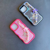 Usine vente chaude coloré bord ondulé couverture paillettes papillon diamant perle dragonne coque de téléphone pour Infinix Hot 50 Pro