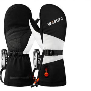 Mitaines chauffantes haute performance imperméables et respirantes avec doublure en velours noir et blanc, 7 couches de matériau thermique en polyester pour le ski - Product Image 3