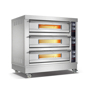 Thương mại điện lò nướng bánh pizza với hơi nước chức năng 3 boong 12 khay cho bánh đá ứng dụng - Product Image 1