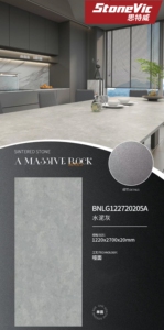 Exquisita encimera de piedra sinterizada gris <span class=keywords><strong>cemento</strong></span> de 2700*1220*20 mm con acabado mate. - Product Image 2