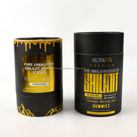 Emballage Tube en Carton Personnalisé pour Compléments Alimentaires, Boîtes Rondes en Papier pour 30 à 60 Gommes de Shilajit