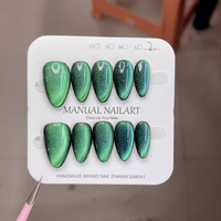 Faux ongles en gel souple effet œil de chat amande française, avec cristaux étincelants, vente en gros