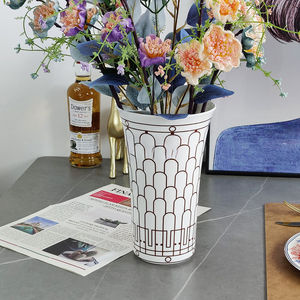 Open Ceramic Black Line Vase Creative and Simple <b>Home</b> <b>Decoration</b> Desktop Vase <b>Decoration</b> Handicrafts - Product Image 4