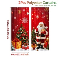Frohe Weihnachten, Weihnachtsmann und Rentier-Vorhänge, Polyester-Vorhänge für Innendekoration, Neujahrsvorhänge, Heimdekorationen