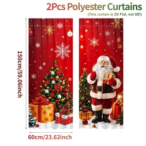 Tende Natalizie con <span class=keywords><strong>Babbo</strong></span> <span class=keywords><strong>Natale</strong></span> e Renne, Tende in Poliestere per Capodanno, Decorazioni Natalizie, Nuovi Design 2026 - Product Image 6