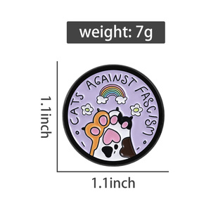 Broches de Esmalte con Diseño de Pata de Gato y Flor Arcoíris, Estilo Orgullo Gato, Joyería al por Mayor - Product Image 6
