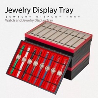Plateau de présentation en cuir PU avec doublure en velours, antichoc, à compartiments séparés, pour bijoux, montres et colliers, idéal pour la vente au détail et l'exposition