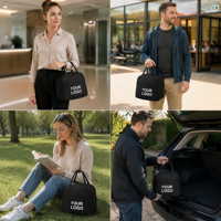 Sac isotherme réutilisable personnalisé pour le déjeuner, sac de transport thermique avec poignées tissées pour l'école et les sorties quotidiennes