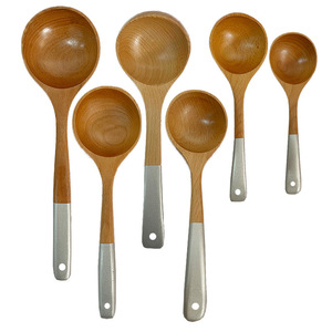 Juego de Cucharas de Madera de Haya Sunshine Hemu, Cucharón Curvo Grande, Mediano y Pequeño, Utensilios de Cocina Reutilizables - Product Image 5