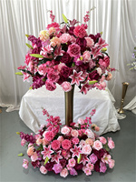 Bestseller 70 cm Durchmesser Fuchsia-Rosa Vollständig mit Lilien Besetzter Künstlicher Seidenblumenball als Tischdekoration für Hochzeiten