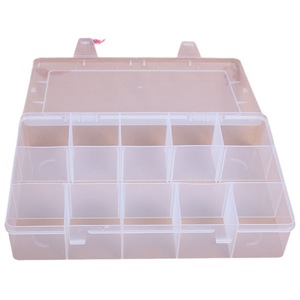 15 Compartment Transparent Plastic Storage <b>Box</b> With Flip Top For Jewelry And Small Items Organizers - Product Image 4