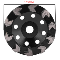 Meule diamantée à 105 mm, 10 dents, noire, pour le ponçage du béton, de la pierre, du ciment