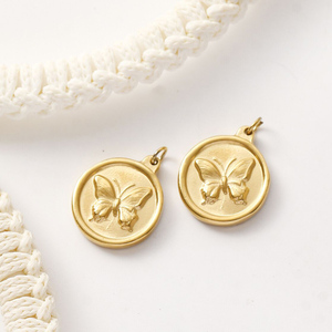 จี้ทองคำสไตล์ฮิปฮอปสแตนเลส,อุปกรณ์เสริมเครื่องประดับจี้เครื่องรางสไตล์ผีเสื้อโบโฮจี้สีโรสครอส - Product Image 4