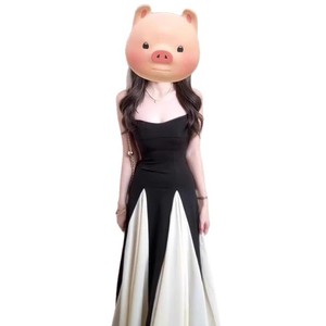 French Style Slim Fit Strapless Slip Dress High Waist Color Blocking Full Skirt Evening Dress Women Summer Fashion - Product Image 5