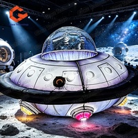 Nave Espacial Inflable Colgante de Techo con Iluminación LED, Modelo de Platillo Volador Inflable Gigante para Decoración de Eventos con Temática Espacial