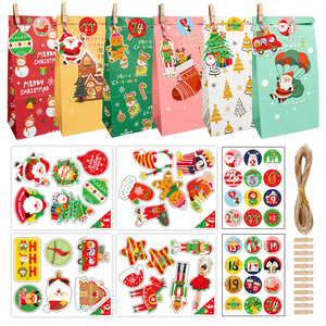 <span class=keywords><strong>Sac</strong></span> cadeau de Noël calendrier de l'avent <span class=keywords><strong>sac</strong></span> cadeau en papier kraft <span class=keywords><strong>sac</strong></span> d'emballage décoratif de Noël avec autocollant - Product Image 2