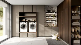 Meubles de salle de bain modernes et minimalistes sur mesure avec finition laquée, écologiques, avec lavabo et panier - Product Image 3