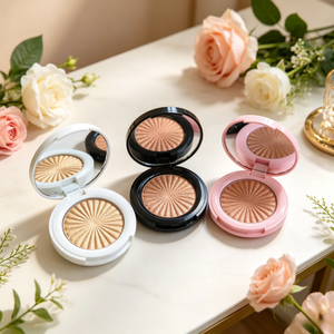 Illuminante Vegano Cruelty-Free Scintillante Private Label OEM con Goffratura Sunburst, Illuminante Singolo per Guance - Product Image 1