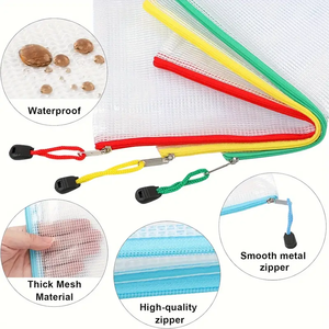 ซองใส่เอกสารแบบตาข่าย PVC สีสันสดใส ขนาด A4 30 ชิ้น ซองซิปใส สำหรับจัดระเบียบเอกสาร ใช้ในโรงเรียน สำนักงาน หรือสำหรับบรรจุภัณฑ์ - Product Image 2