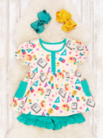 Collection Rentrée des Classes : Ensemble Décontracté Imprimé Animaux en Soie de Lait pour Bébés et Tout-Petits (Garçons et Filles) - Vente en Gros