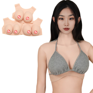 Low Collar Chest False Breast Forms Silicone Fake Boobs <strong>Tits</strong> for Man to Woman Drag Queen Crossdresser Breast Plates - Product Image 1