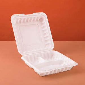 Recipientes biodegradables de comida de plástico para llevar de Hamburgo con tapas - Product Image 4