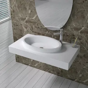 Mode Simple Lavabo En Pierre Artificielle, CE et CUPC Salle De Bain Mur Suspendu Lavabo PW13-B