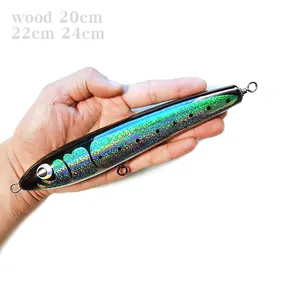 लकड़ी के अस्थायी पेंसिल लालच 20cm 22cm 24cm Pesca Peche topwater छड़ी चारा लालच