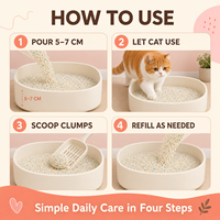 Litière pour chat de qualité supérieure à base de tofu et de manioc, faible teneur en poussière, contrôle des odeurs, nettoyage facile, vente en gros pour les animaleries et les distributeurs