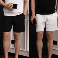 Shorts décontractés pour hommes 2026 en coton blanc texturé avec cordon de serrage, respirants, pour sports d'été en extérieur, 100 % coton, tendance