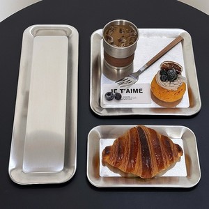 Vassoio Rettangolare in Acciaio Inossidabile per Caffè e Dessert, Piatto Ondulato per Caffè Pour-Over, Torte e Esposizione Pasticceria per Tè Pomeridiano - Product Image 1