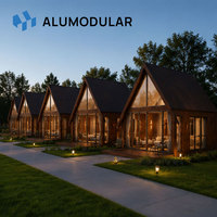 Maison modulaire en A, structure en acier, revêtement en aluminium, toit à pignon, chalet clé en main, entièrement meublé, design personnalisé