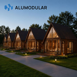 Maison modulaire en A, structure en acier, revêtement en aluminium, toit à pignon, <span class=keywords><strong>chalet</strong></span> clé en main, entièrement meublé, design personnalisé - Product Image 1