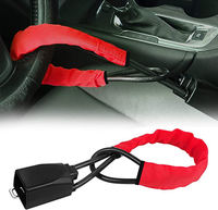 Verrou de volant en U pour voiture, verrou de ceinture de sécurité, antivol, câble en acier rétractable noir, corde métallique, 3 clés