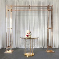 Arche de mariage carrée de luxe en métal doré français, ensemble de supports de toile de fond réglables à double colonne, cadre d'arche en fer pour décoration d'événements